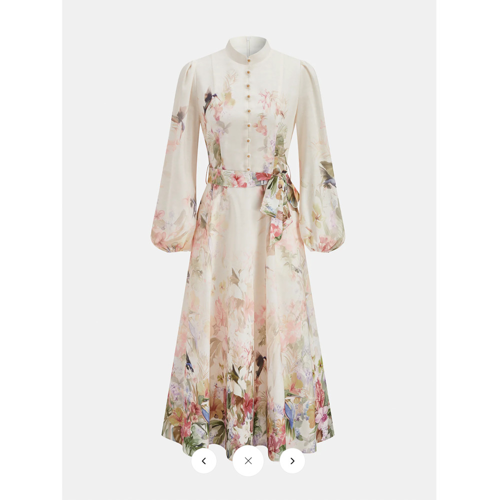 Copied - NWT Commense Floral Print Belted Puffed Sleeve Maxi Dress Sz XS
